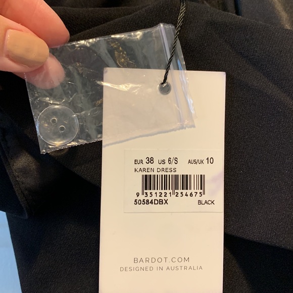 Bardot black ruffle top Karen dress NWT 6/S - Picture 9 of 9